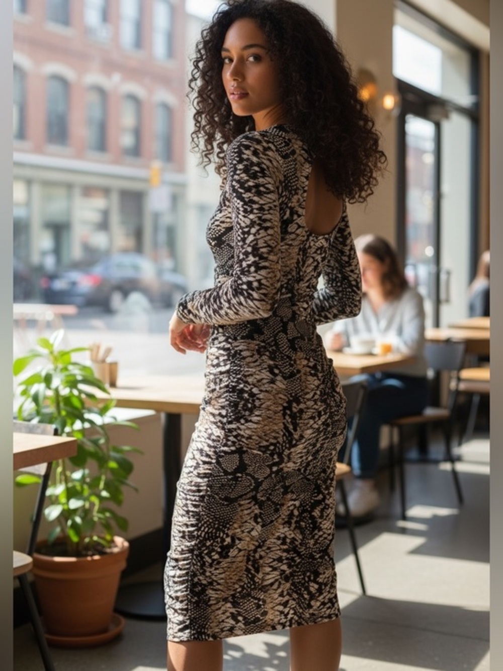 Alison Sheri Animal Print Ruched Dress
